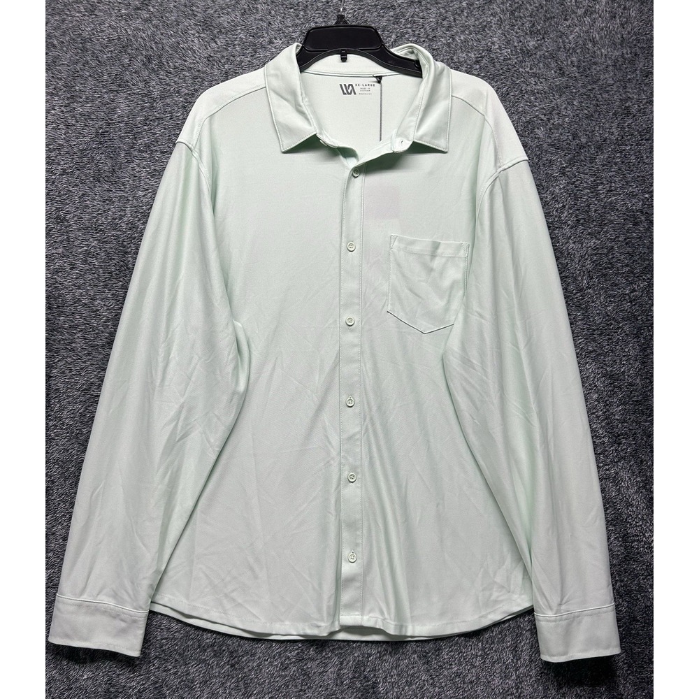 VRST Mens Size 2XL Green Long Sleeve Button Up Shirt